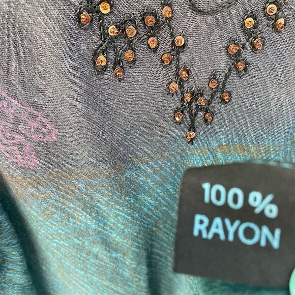 Greater Good Women's Boho Hippie Crinkle Sequin Tunic Top Multicolor Size L/XL - Picture 7 of 8